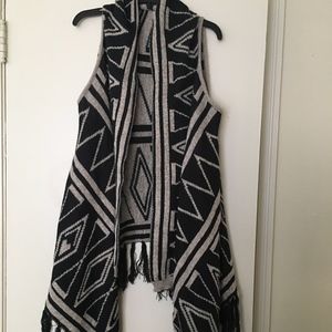 Tan and Black Reversible Sleeveless Sweater